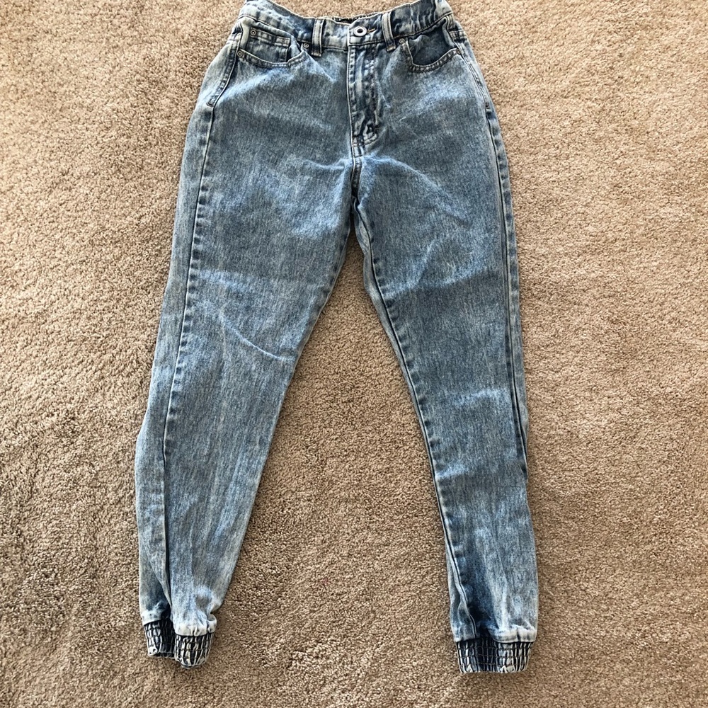 Boohoo petite high rise denim joggers